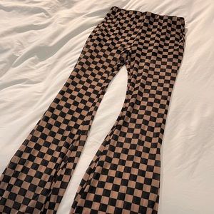 Checkered Sheer Flare Pants